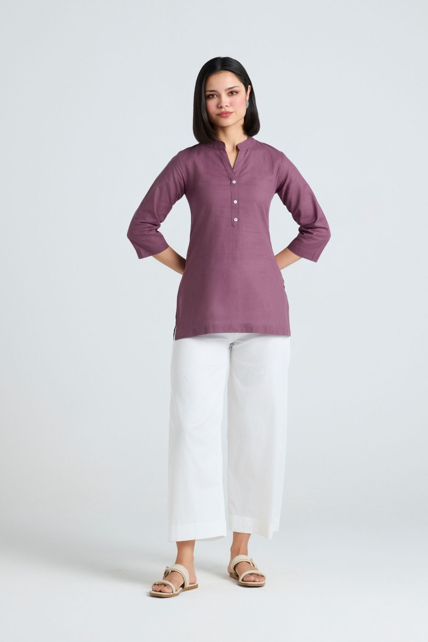Janvika Linen Short Kurta