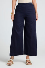 Wide Cotton Pants - Navy