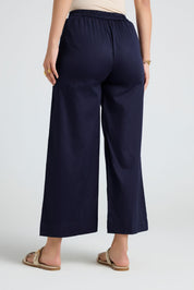 Wide Cotton Pants - Navy