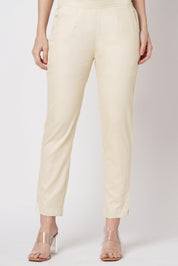 Narrow Cotton Pants - Beige