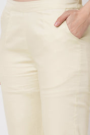 Narrow Cotton Pants - Beige