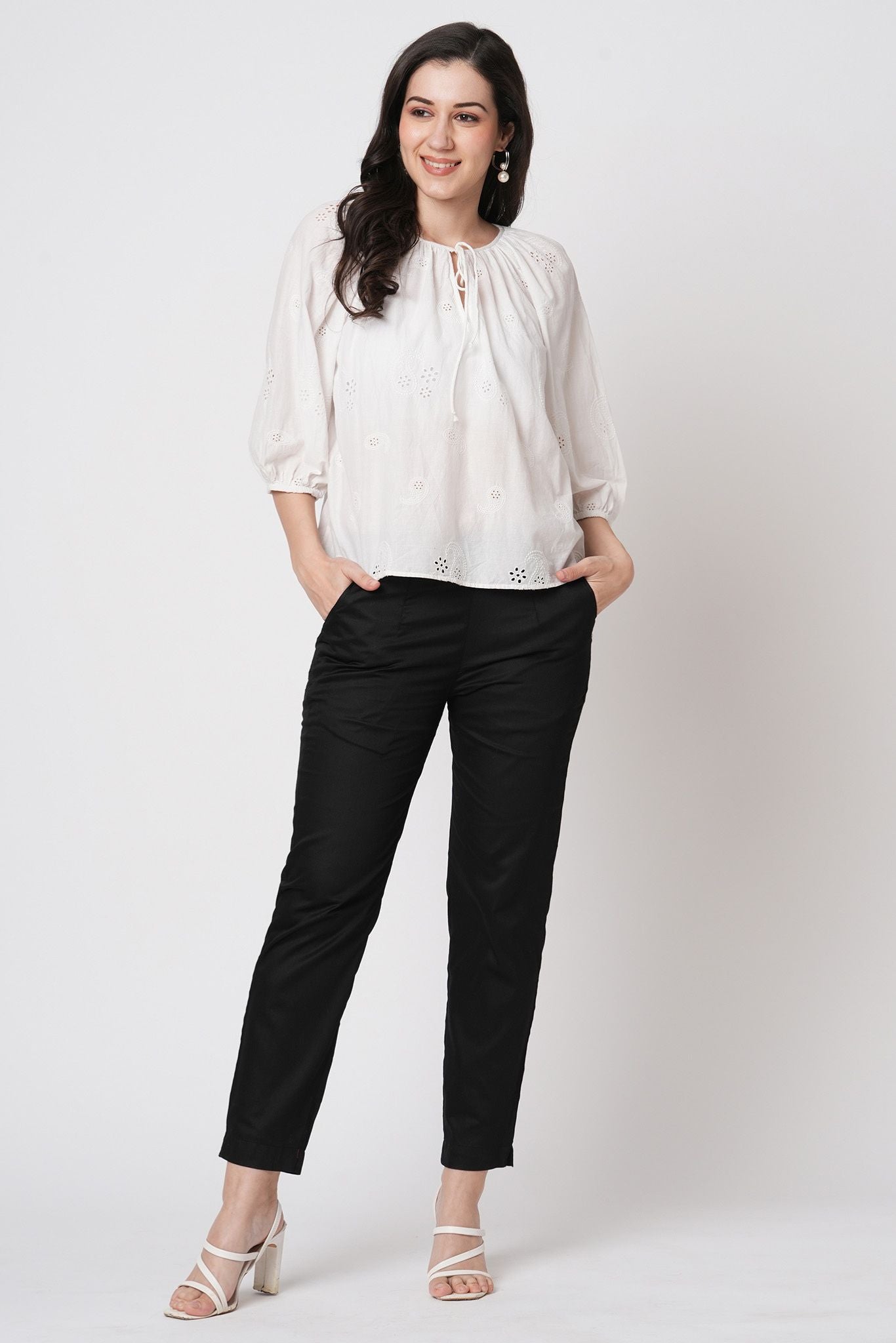 Narrow Cotton Pants - Black