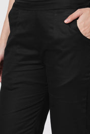 Narrow Cotton Pants - Black