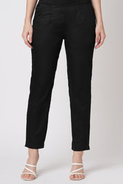 Narrow Cotton Pants - Black