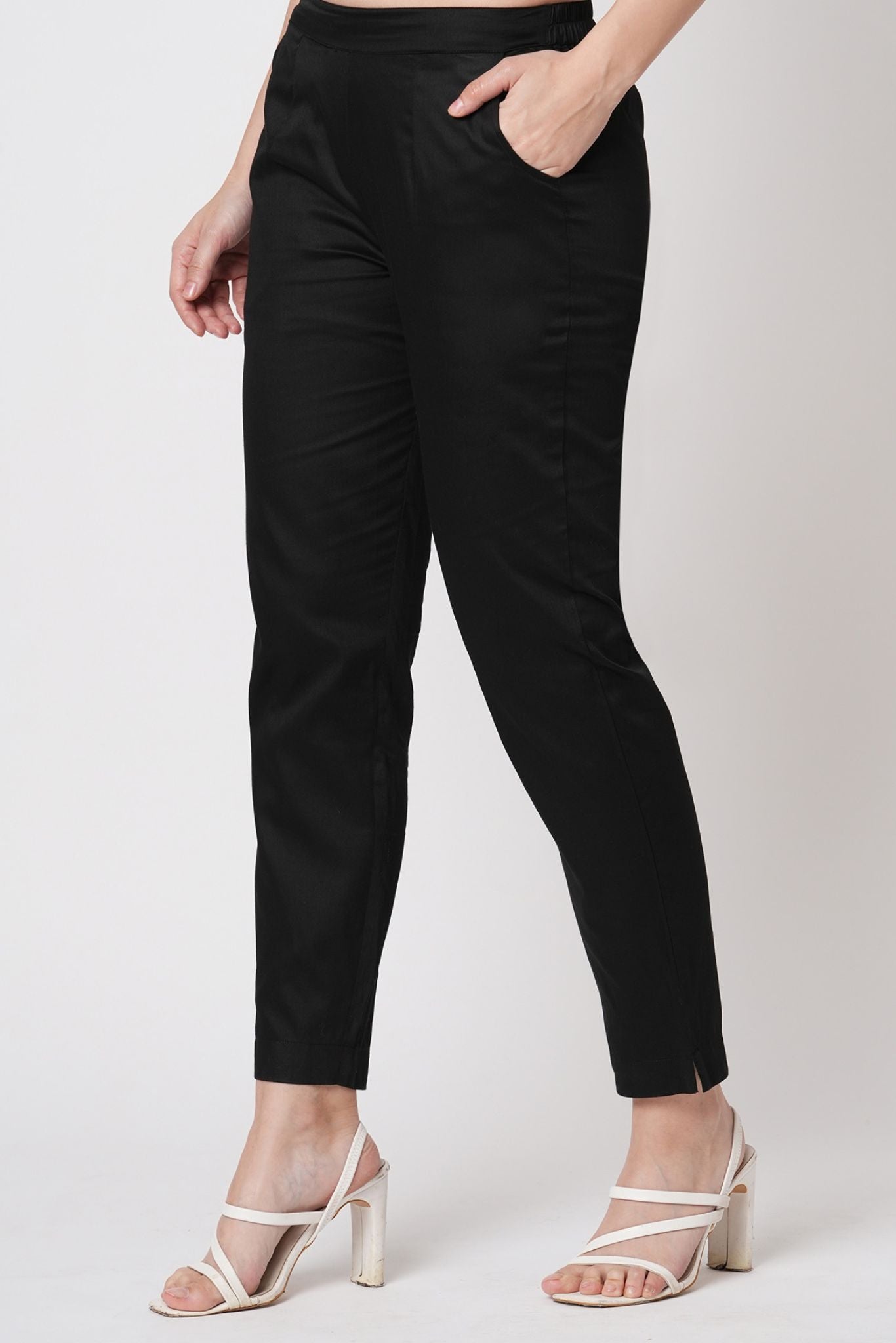 Narrow Cotton Pants - Black