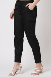 Narrow Cotton Pants - Black