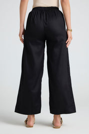 Wide Cotton Pants - Black