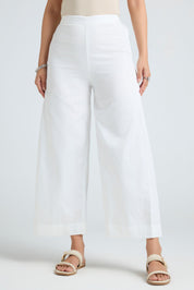 Wide Cotton Pants - White