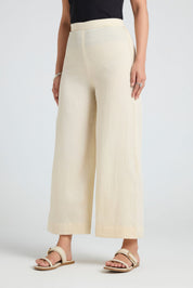 Wide Cotton Pants - Beige