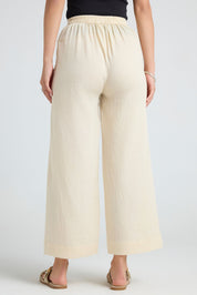 Wide Cotton Pants - Beige