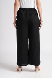 Wide Rayon Cotton Palazzo - Black