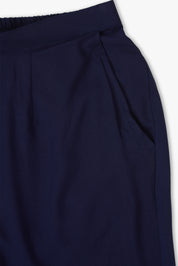 Wide Rayon Cotton Palazzo - Navy