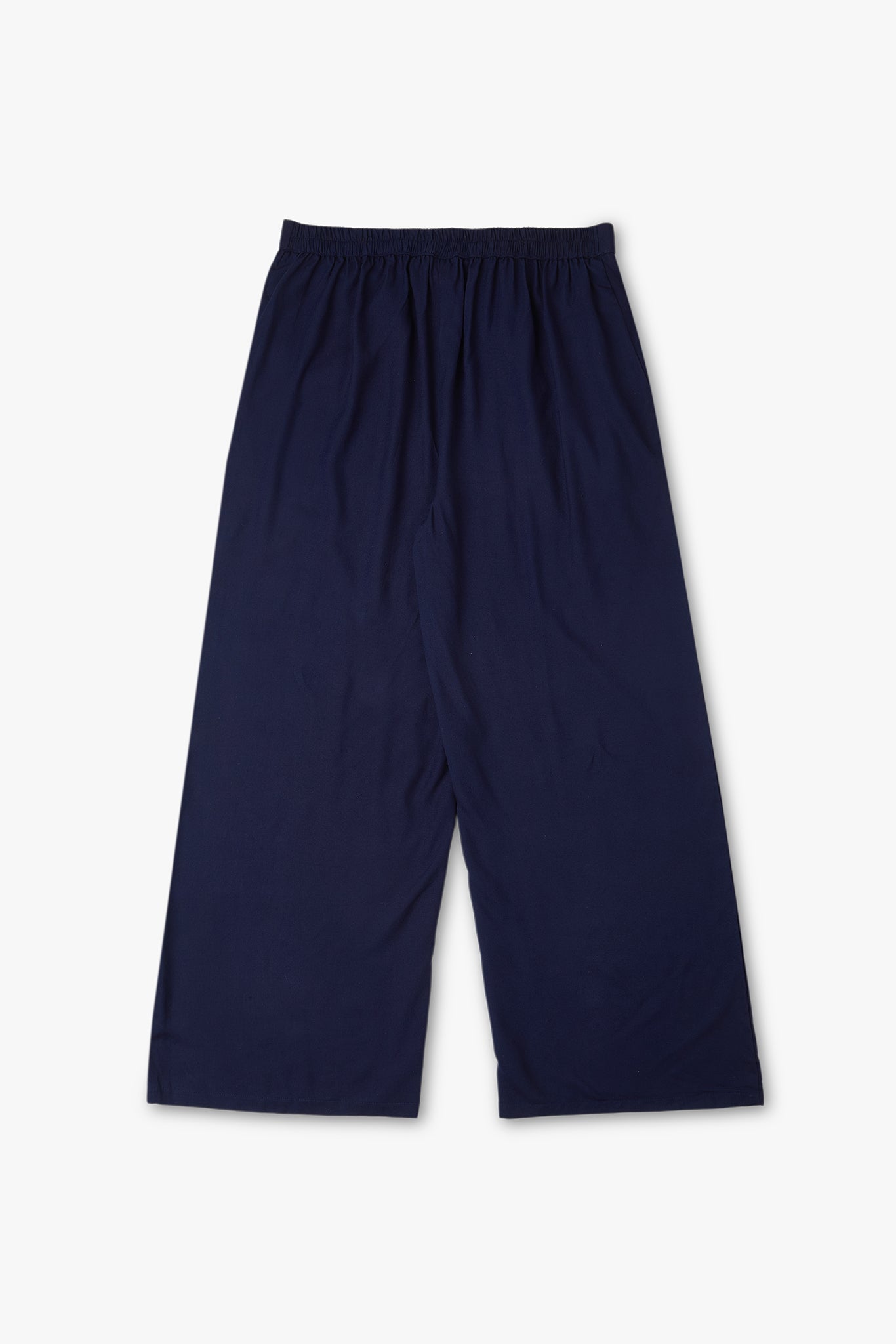 Wide Rayon Cotton Palazzo - Navy