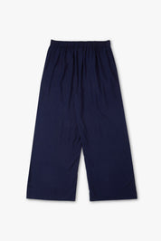 Wide Rayon Cotton Palazzo - Navy
