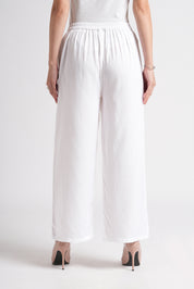 Wide Rayon Cotton Palazzo - White