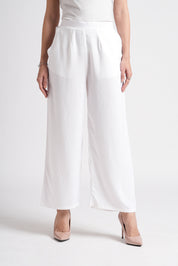 Wide Rayon Cotton Palazzo - White