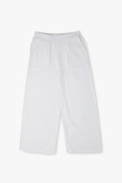 Wide Rayon Cotton Palazzo - White