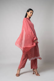 Dusty Rose Silk Kurta Set - House of Ayuda