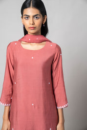 Dusty Rose Silk Kurta Set - House of Ayuda