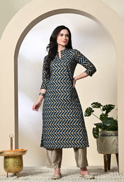 Blue Gold Kurta Pant Set