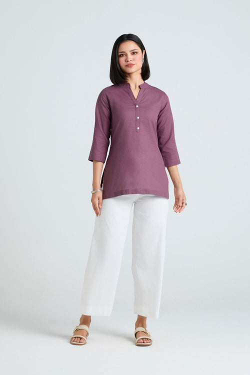 Janvika Linen Short Kurta