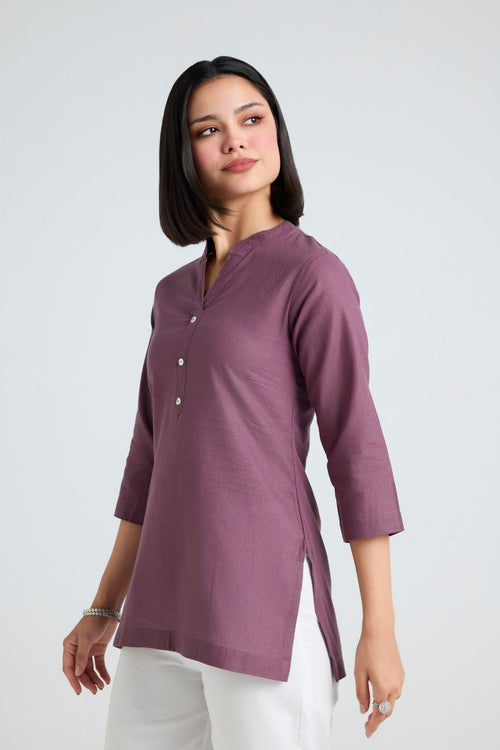 Janvika Linen Short Kurta