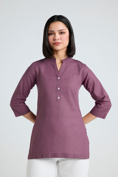 Janvika Linen Short Kurta
