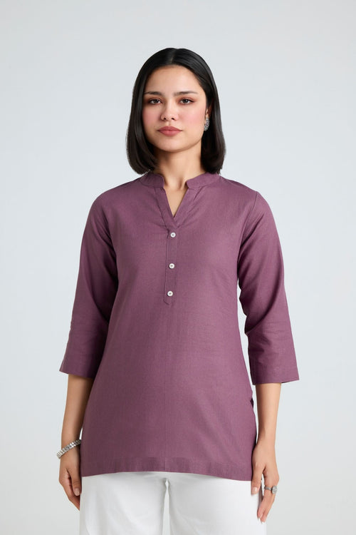 Janvika Linen Short Kurta