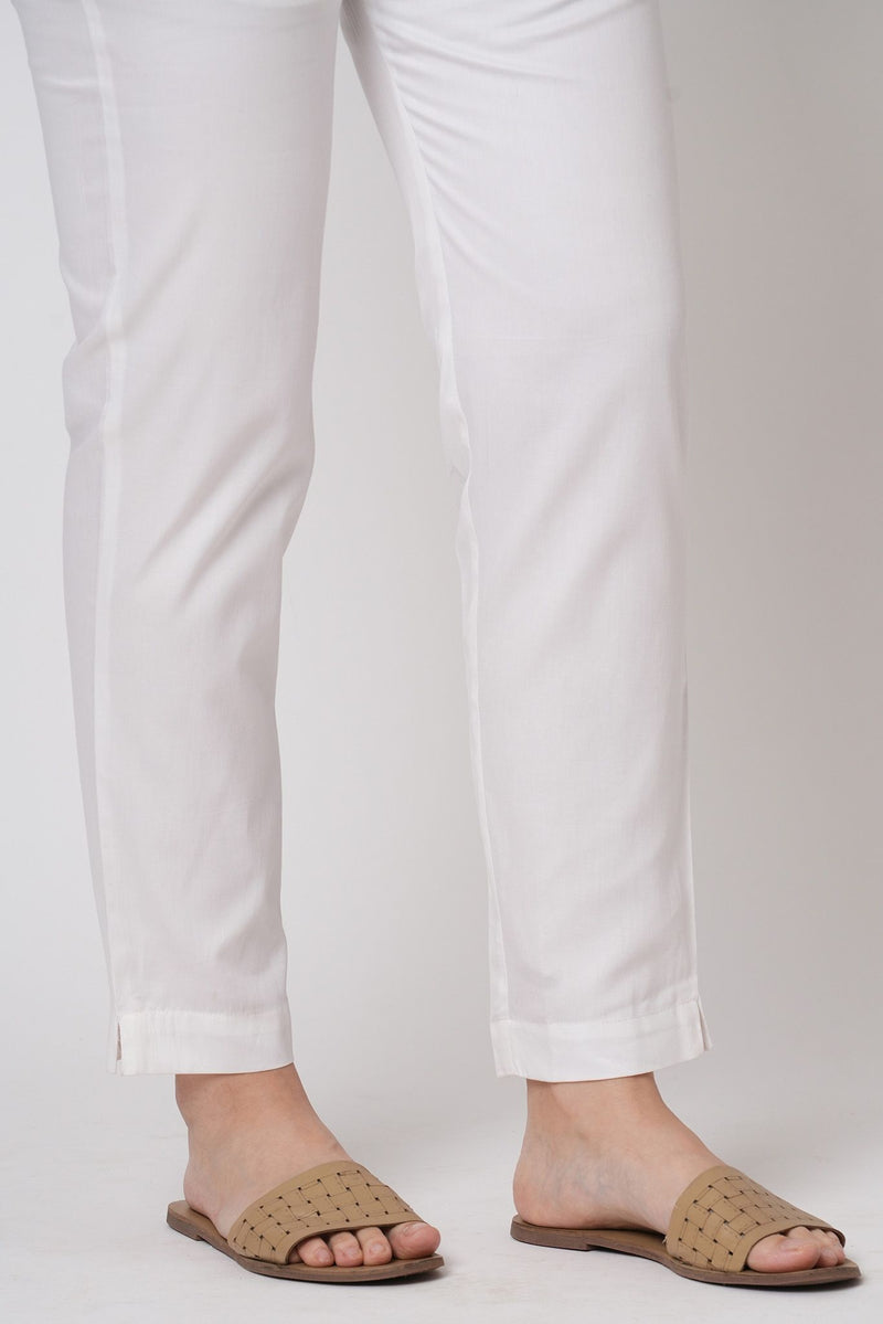 Narrow Cotton Pants - White