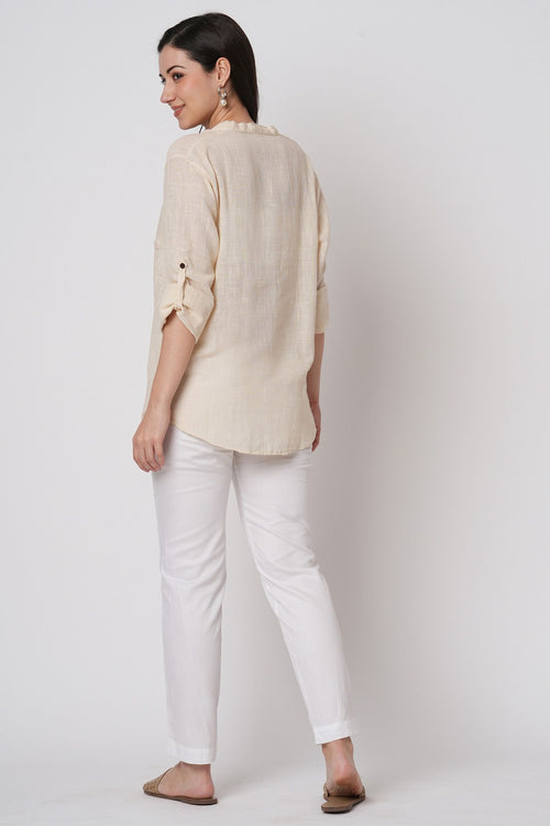 Narrow Cotton Pants - White