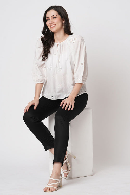 Narrow Cotton Pants - Black