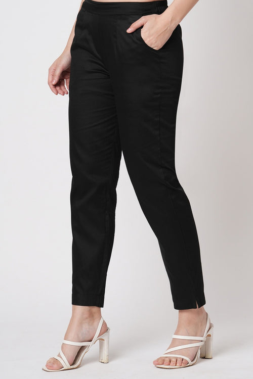 Narrow Cotton Pants - Black