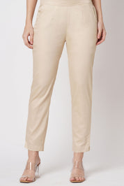 Narrow Cotton Pants - Beige