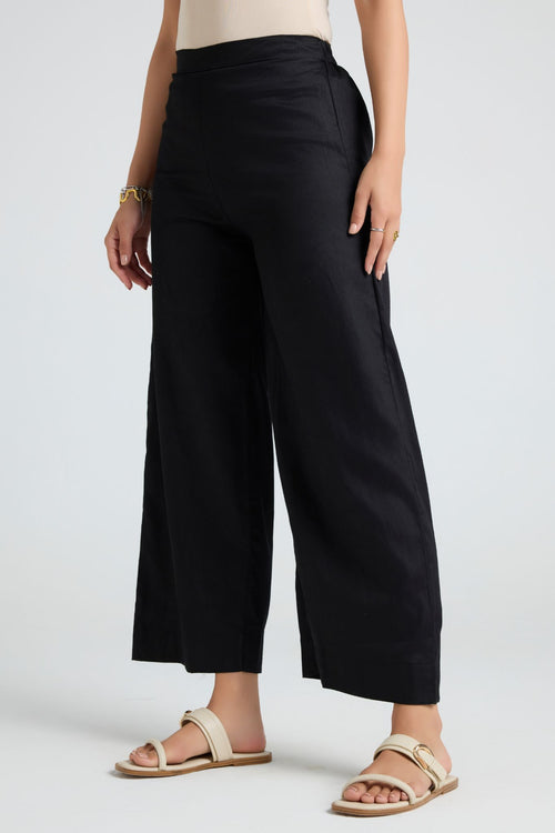 Wide Cotton Pants - Black