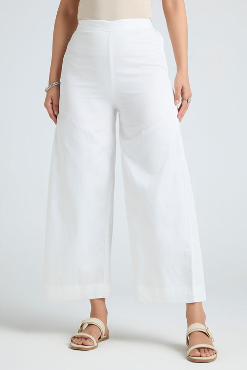Wide Cotton Pants - White