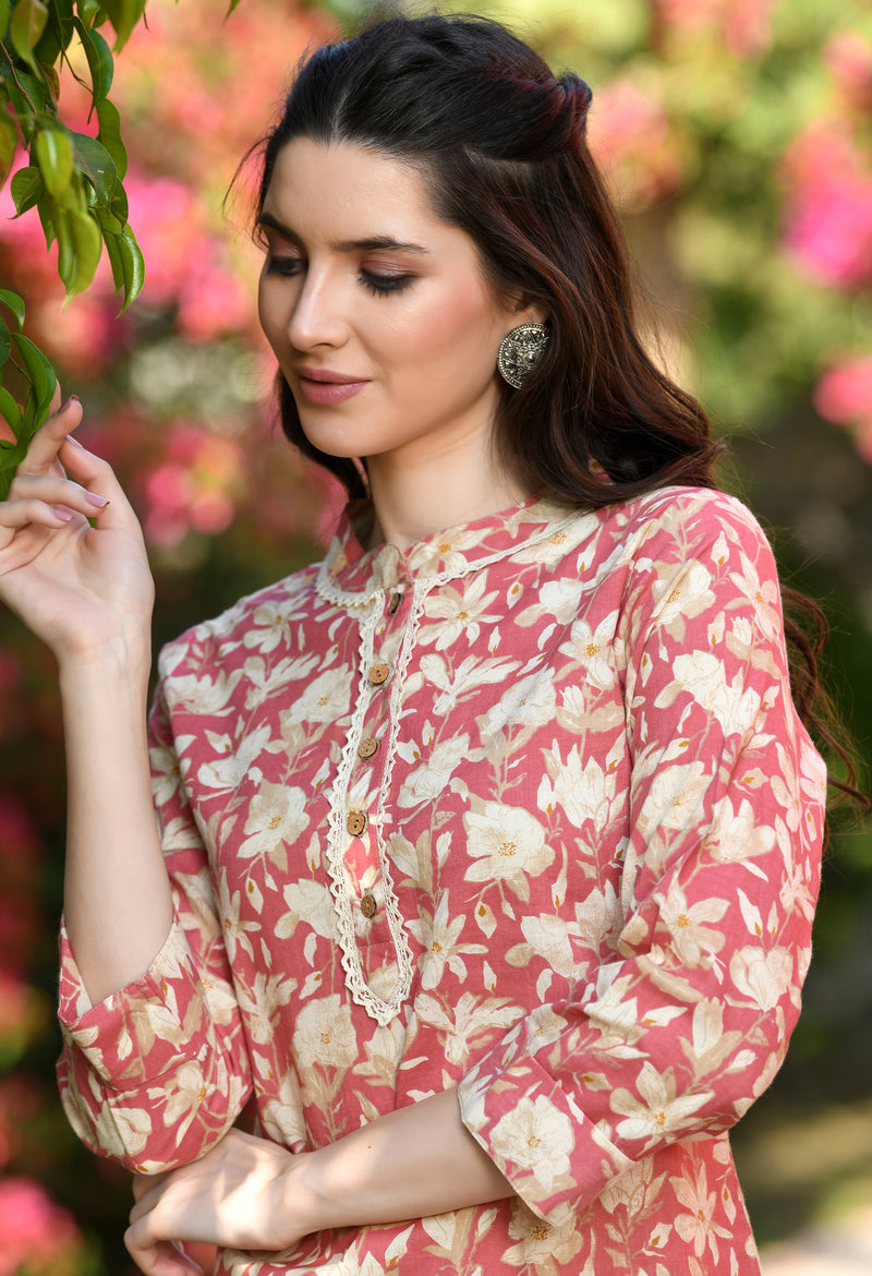 Preety Peach Summer Cotton Kurta