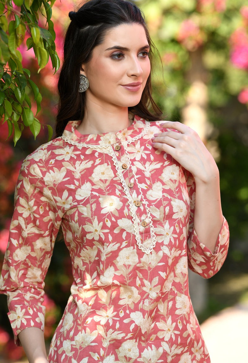 Preety Peach Summer Cotton Kurta
