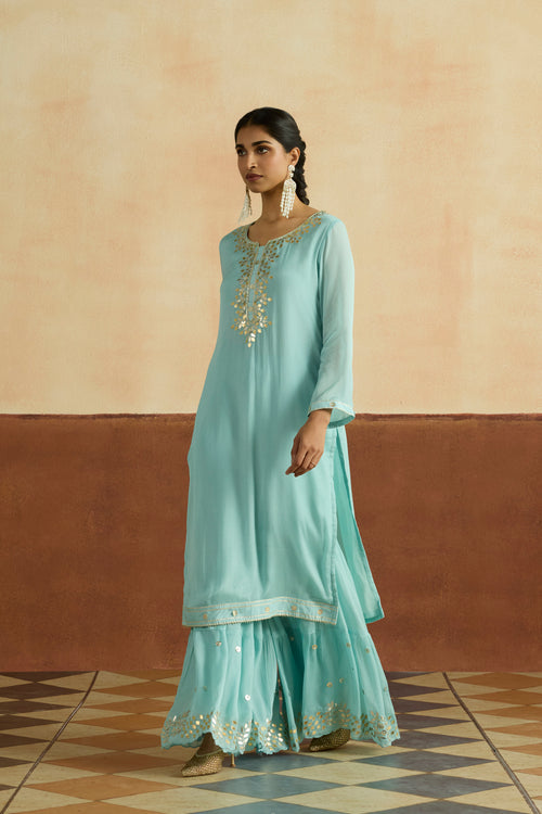 Meera Embroidered Kurta Set (Unstitched)