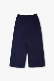 Wide Rayon Cotton Palazzo - Navy