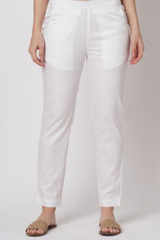 Narrow Cotton Pants - White