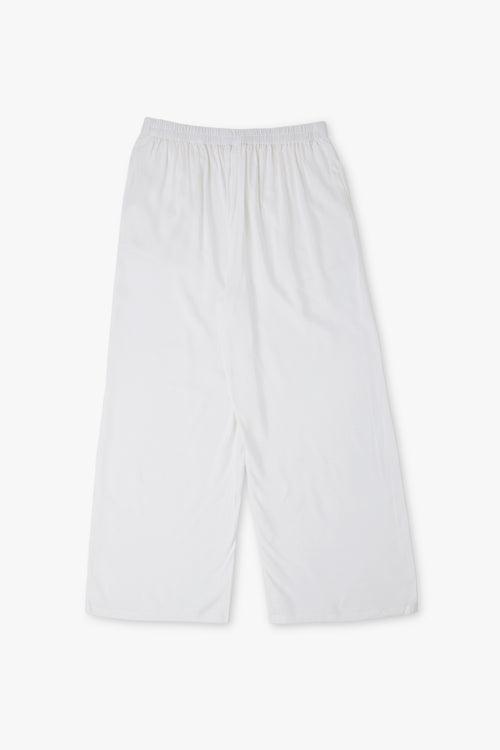 Wide Rayon Cotton Palazzo - White