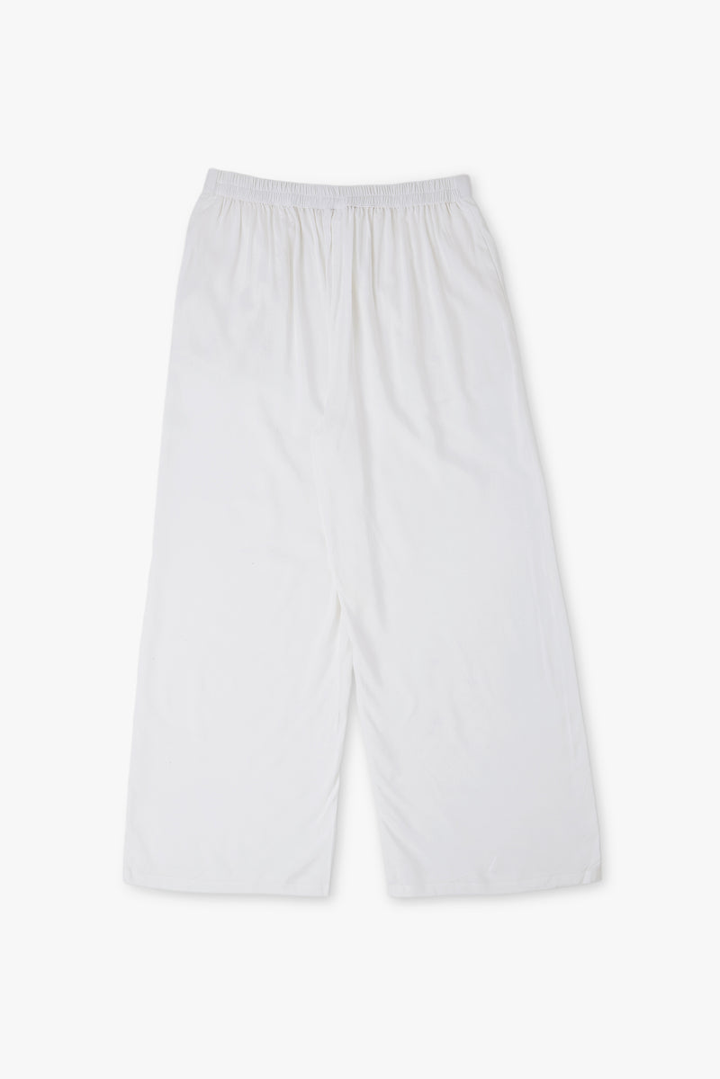 Wide Rayon Cotton Palazzo - White