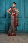 Almond Frost Handblock Printed Chanderi Saree - House of Ayuda