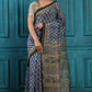 Pickled Bluewood Handblock Printed Chanderi Saree - House of Ayuda