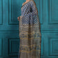Pickled Bluewood Handblock Printed Chanderi Saree - House of Ayuda