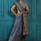 Pickled Bluewood Handblock Printed Chanderi Saree - House of Ayuda
