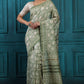 Sandstone Handblock Printed Chanderi Saree - House of Ayuda
