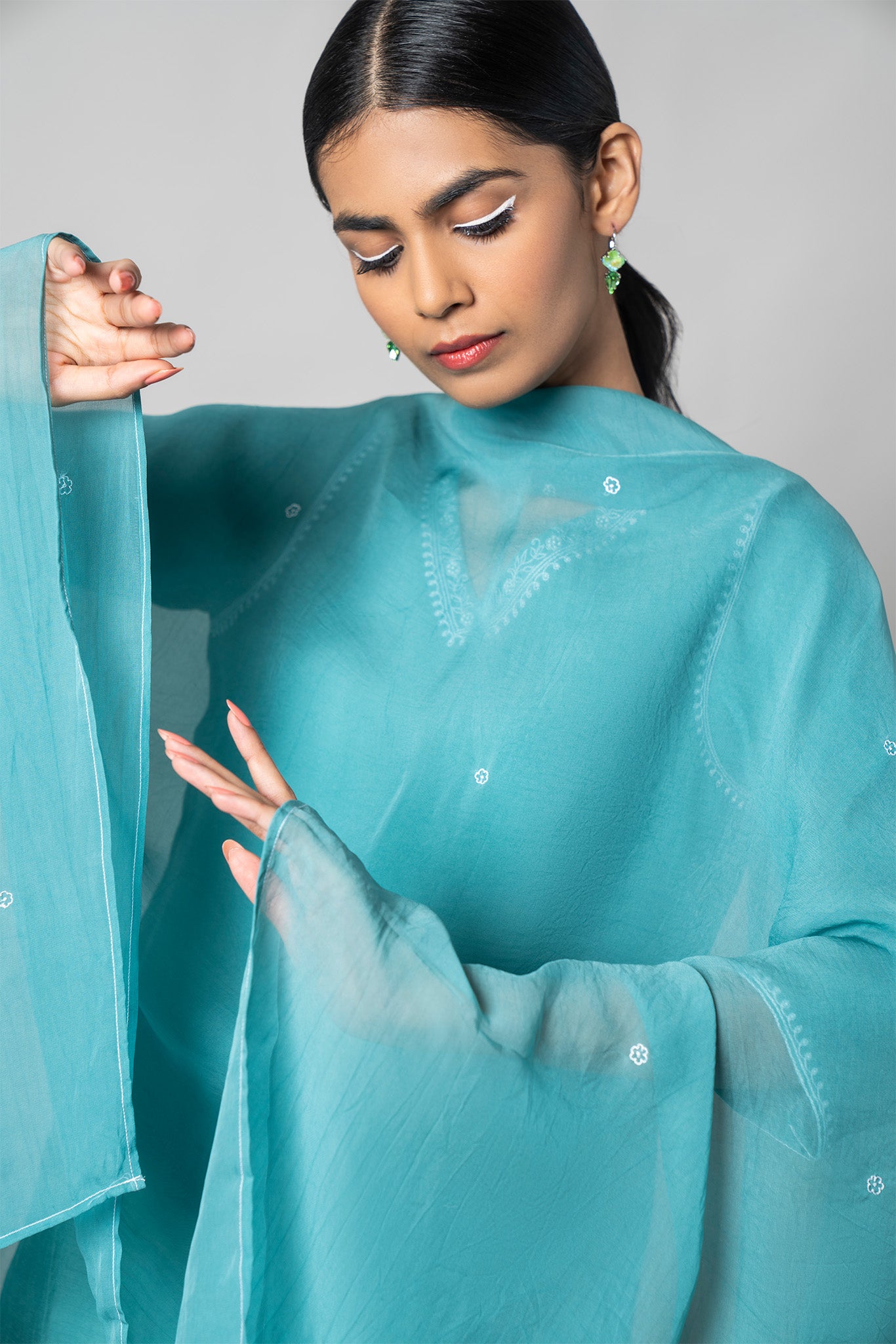 Blue Koi Silk Kurta Set - House of Ayuda