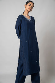 Zodiac Blue Silk Kurta Set - House of Ayuda