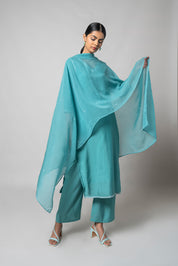 Blue Koi Silk Kurta Set - House of Ayuda